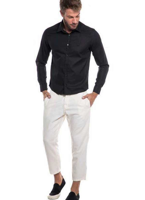 Polo Wear - Calça Masculina Viscolinho Liso Polo Wear Off White Off White