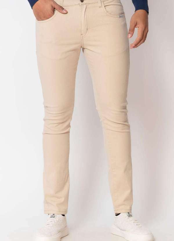 Polo Wear - Calça Sarja Masculina Skinny Básica Five Polo Wear Areia Areia