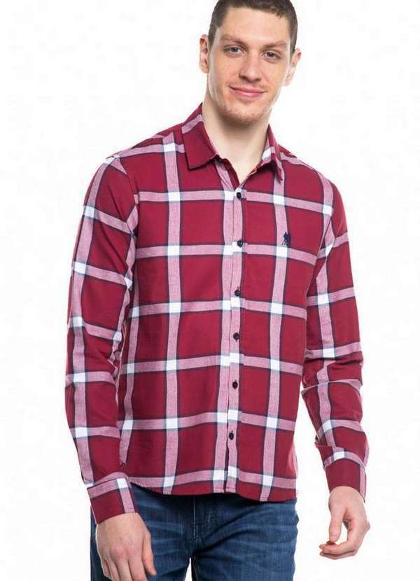 Polo Wear - Camisa Masculina Algodão Xadrez Polo Wear Vermelho Vermelho