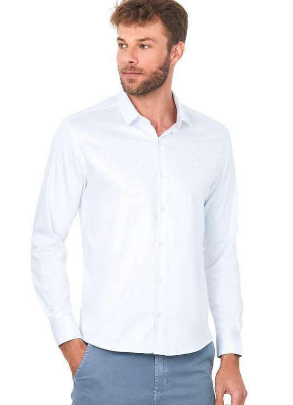 Polo Wear - Camisa Masculina Malha Aflex Lisa Polo Wear Branco Branco