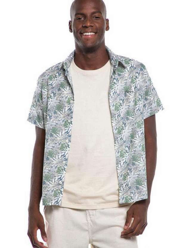 Polo Wear - Camisa Masculina Malha Estampada Polo Wear Azul Claro Azul Claro