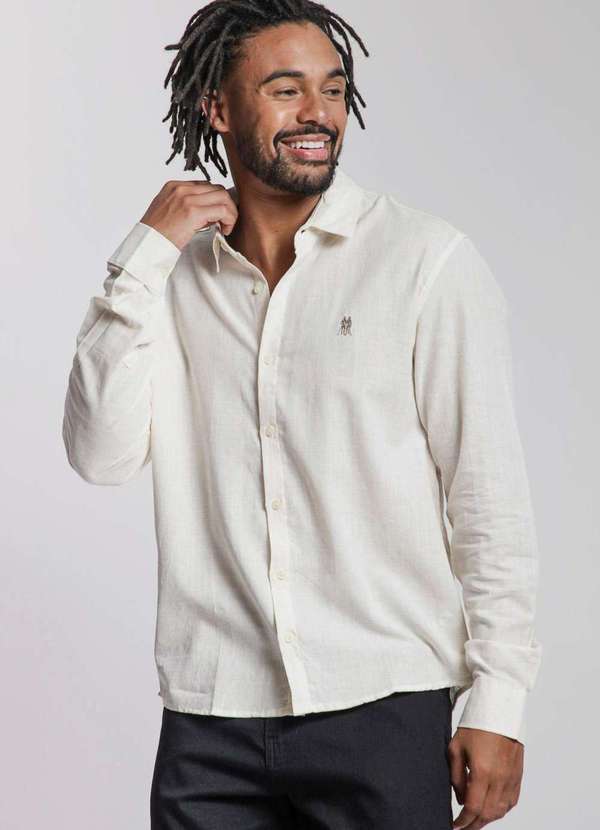 Polo Wear - Camisa Masculina Manga Longa Polo Wear Branco Branco