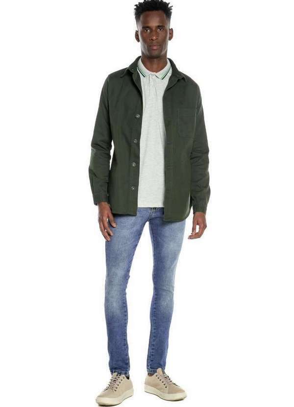 Polo Wear - Camisa Masculina Sarja Tinturado Polo Wear Verde Escuro Verde Escuro