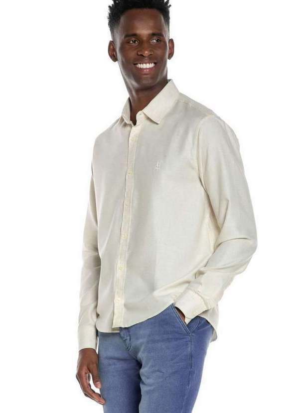 Polo Wear - Camisa Masculina Viscolinho Lisa Color Polo Wear Off White Off White