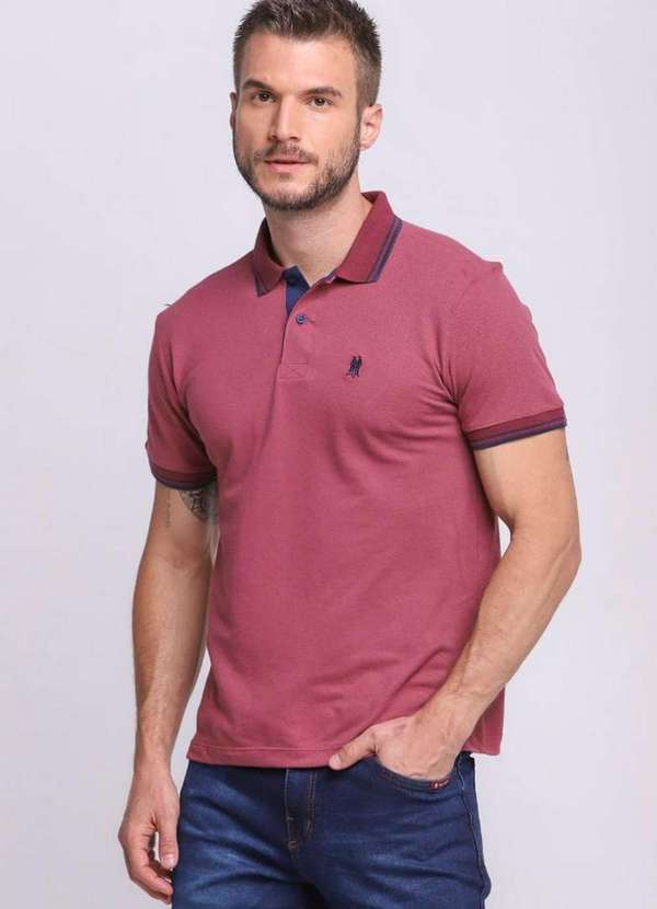 Polo Wear - Polo Masc Filete Duplo Algodão Polo Wear Vinho Vinho