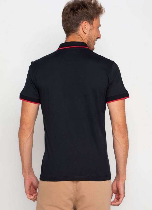 Polo Wear - Polo Masculina Filete Algodão Polo Wear Preto Preto 2