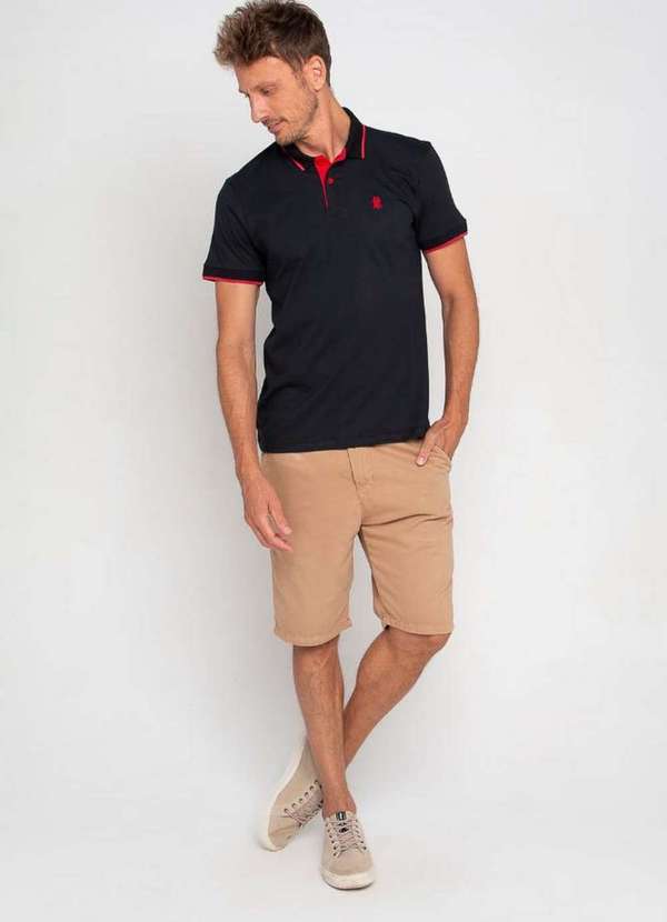 Polo Wear - Polo Masculina Filete Algodão Polo Wear Preto Preto 3