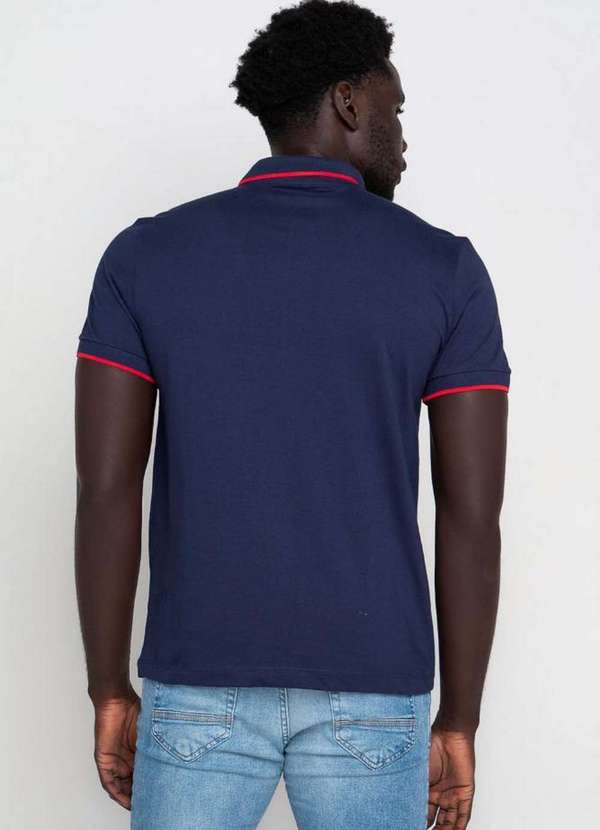 Polo Wear - Polo Masculina Filete de Algodão Polo Wear Azul Escuro Azul Escuro 2