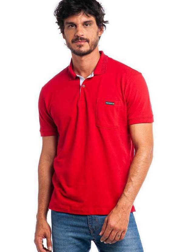 Polo Wear - Polo Masculina Piquet Nautical Bolso Polo Wear Vermelho Escuro Vermelho Escuro