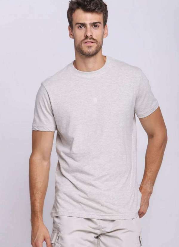 Polo Wear - Camiseta Masculina Algodão Gola Alta Polo Wear Mescla Claro Mescla Claro