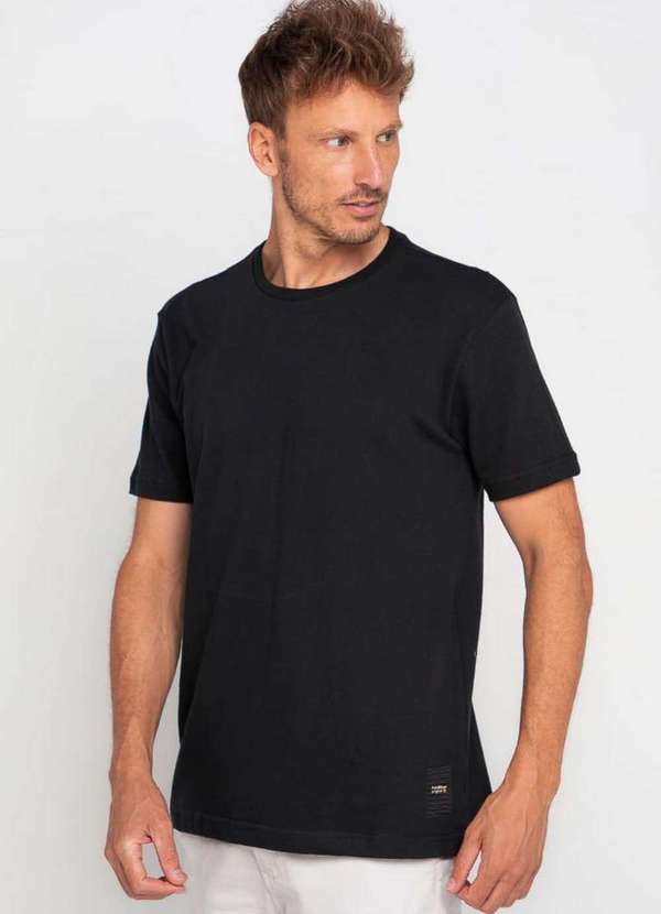 Polo Wear - Camiseta Masculina Algodão Gola Careca Polo Wear Preto Preto