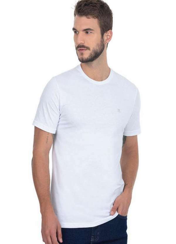 Polo Wear - Camiseta Masculina Bordado Areia Polo Wear Branco Branco