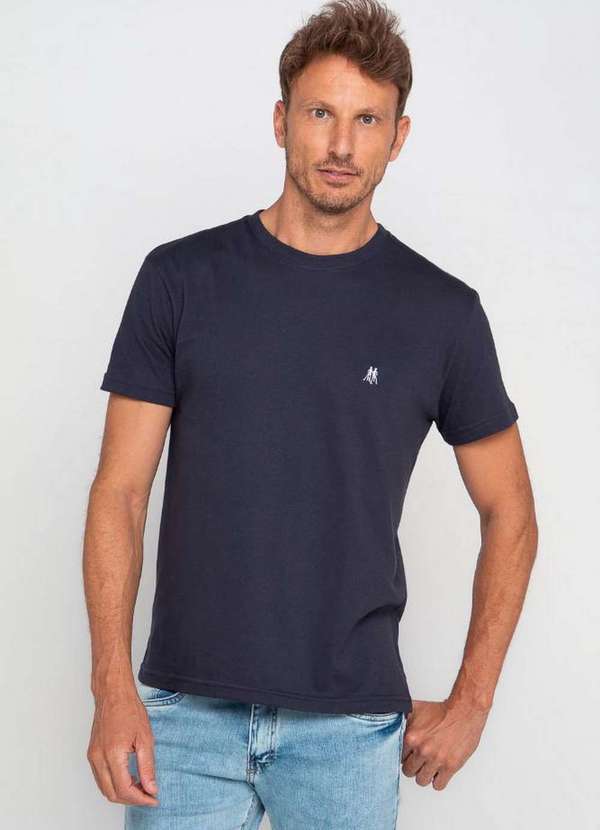 Polo Wear - Camiseta Masculina Bordado Cinza Polo Wear Azul Escuro Azul Escuro