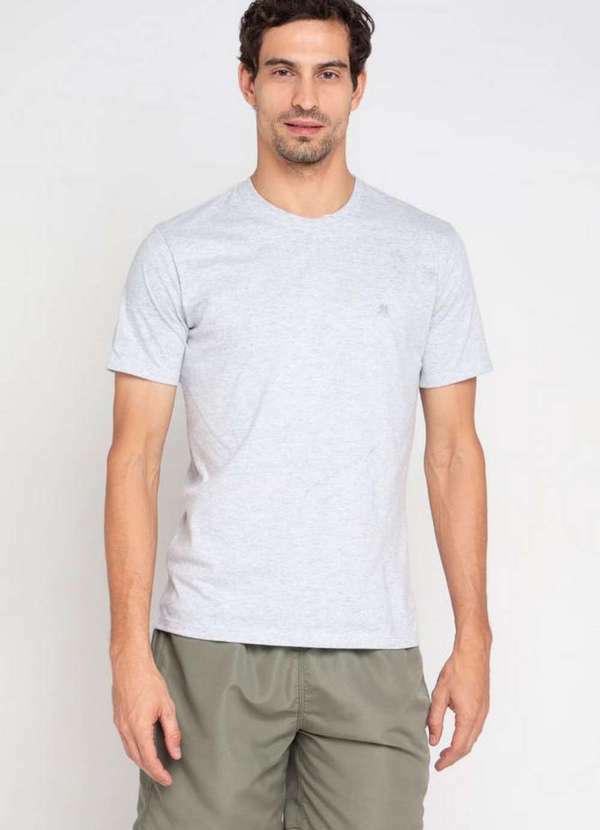 Polo Wear - Camiseta Masculina Bordado Cinza Polo Wear Cinza Claro Cinza Claro