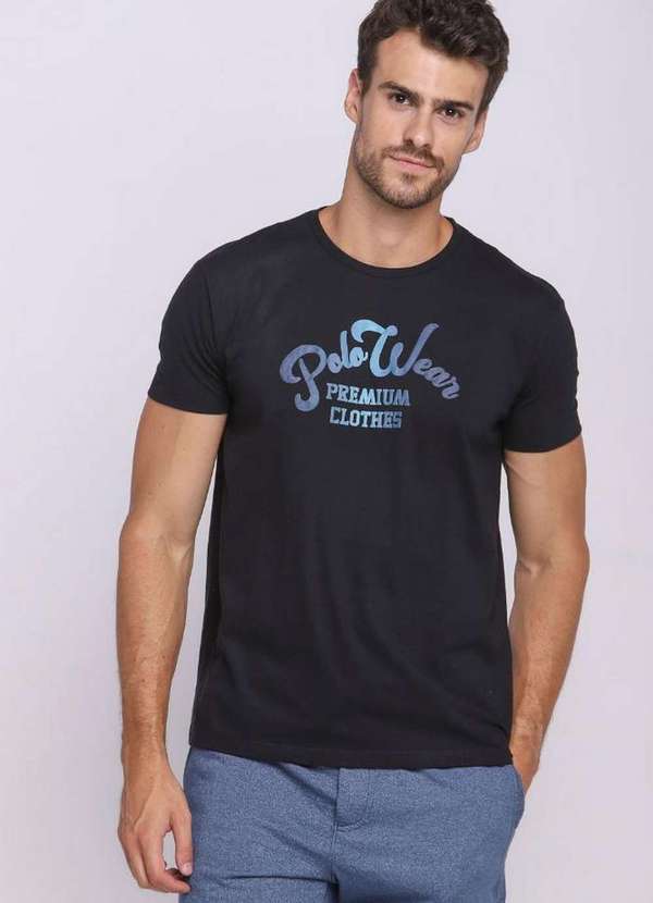 Polo Wear Camiseta Masculina Estampa Localizada Polo Wear Preto Preto