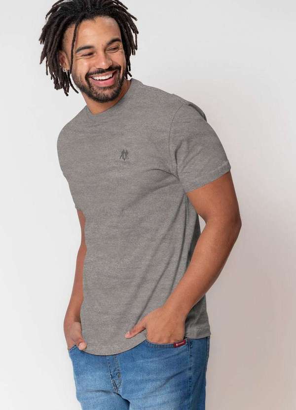 Polo Wear - Camiseta Masculina Logo Bordado Polo Wear Mescla Médio Mescla Médio
