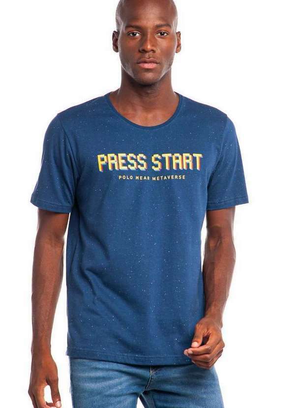 Polo Wear - Camiseta Masculina Silk Press Start Polo Wear Azul Escuro Azul Escuro