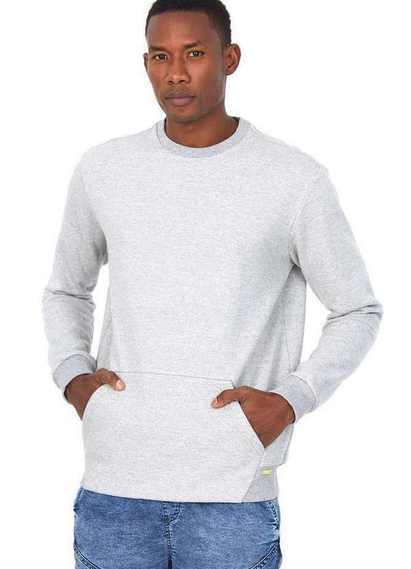 Polo Wear - Blusa Masculina Moletom Canguru Polo Wear Cinza Médio Cinza Médio