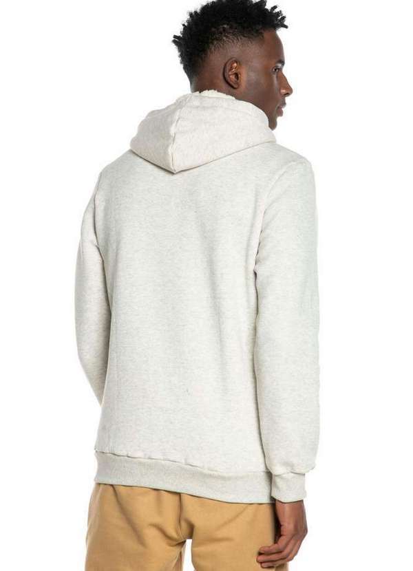 Blusa Masculina Moletom Capuz Pelo Polo Wear Cinza Claro Cinza