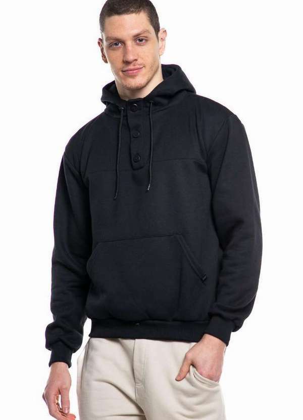 Polo Wear - Blusa Masculina Moletom com Capuz Wonderlust Polo Wear Preto Preto