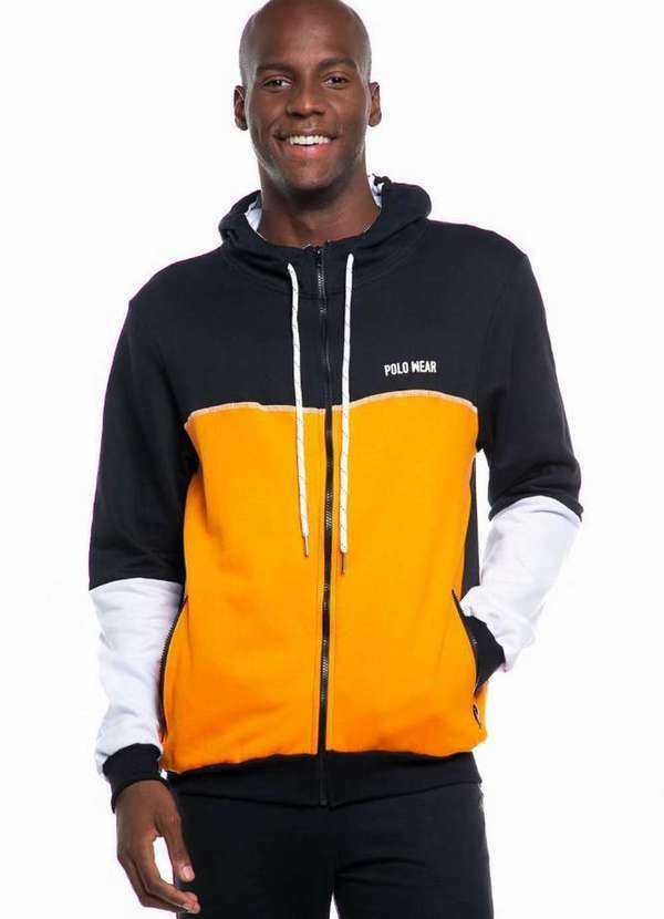 Polo Wear - Blusa Masculina Moletom com Ziper Polo Wear Preto Preto