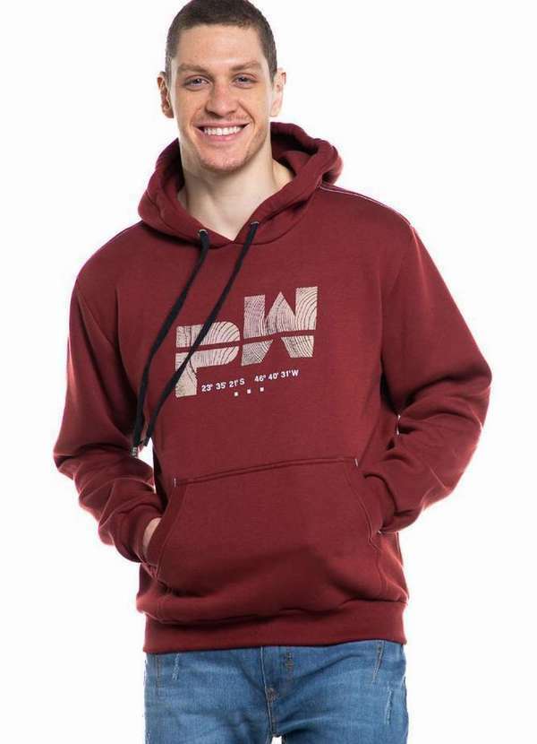 Polo Wear - Blusa Masculina Moletom Coordenada Polo Wear Vermelho Escuro Vermelho Escuro