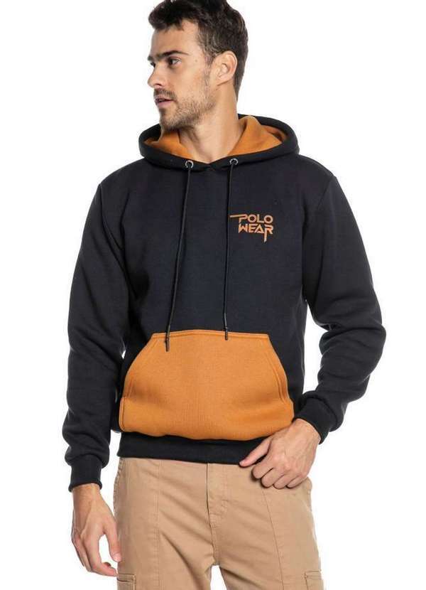 Polo Wear - Blusa Masculina Moletom Detalhes Polo Wear Preto Preto