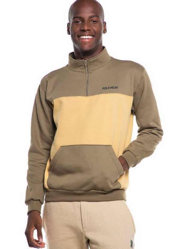 Polo Wear Blusa Masculina Moletom Dual Color Polo Wear Verde Médio Verde  Médio