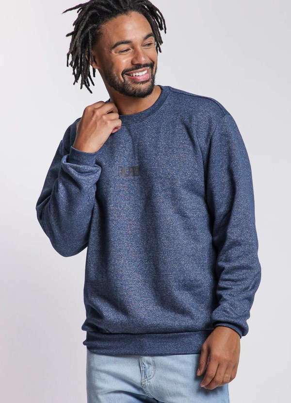 Polo Wear - Blusa Masculina Moletom Gola Careca Polo Wear Azul Azul