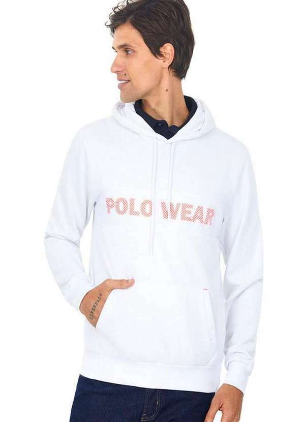 Polo Wear - Blusa Masculina Moletom Logo Tela Polo Wear Laranja Claro Laranja Claro