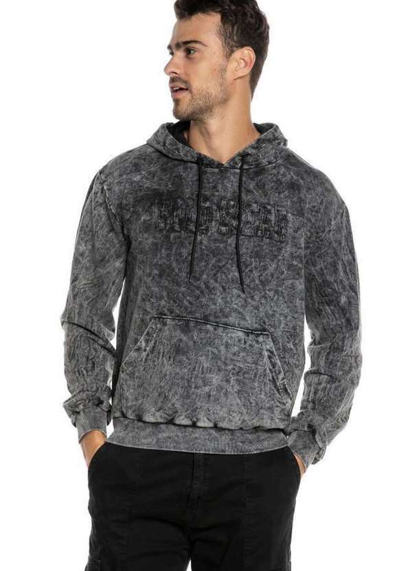 Polo Wear - Blusa Masculina Moletom Marmorizado Polo Wear Preto Preto