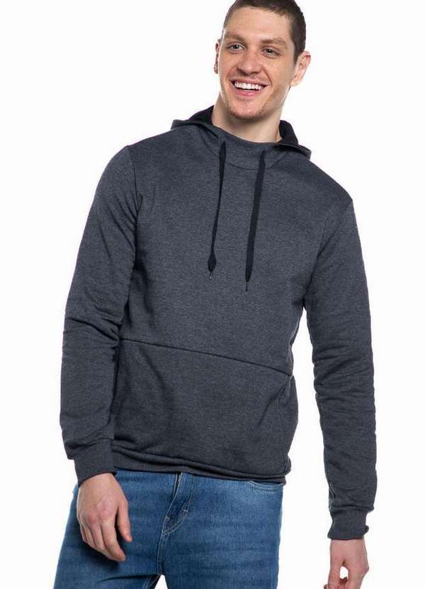 Polo Wear Blusa Masculina Moletom Metasports Polo Wear Cinza Escuro Cinza  Escuro