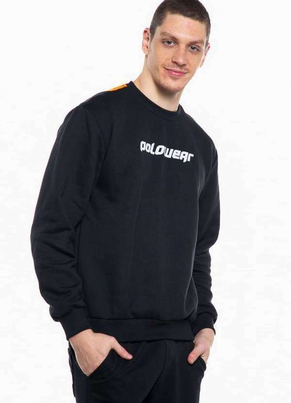 Polo Wear - Blusa Masculina Moletom Regular Polo Wear Preto Preto