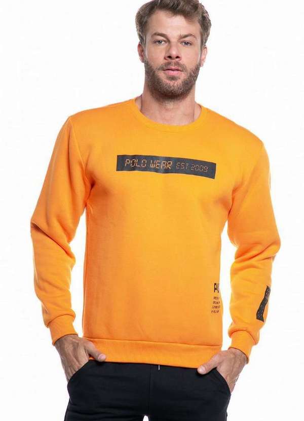 Polo Wear Blusa Masculina Moletom Silk Relevo Polo Wear Laranja Médio  Laranja Médio