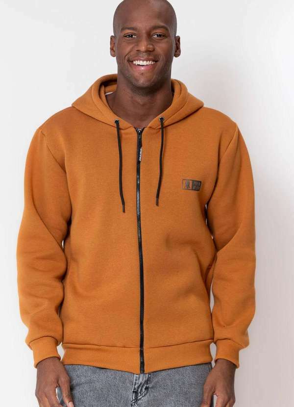 Polo Wear - Blusa Moletom Masculina com Zíper Polo Wear Marrom Médio Marrom Médio