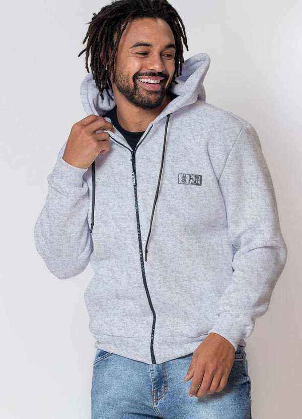 Polo Wear - Blusa Moletom Masculina com Zíper Polo Wear Mescla Claro Mescla Claro