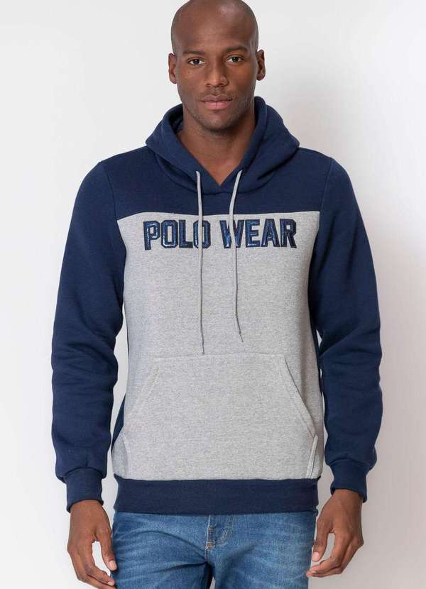 Polo Wear Blusa Moletom Masculina Fechado Logo Polo Wear Azul Escuro Azul  Escuro