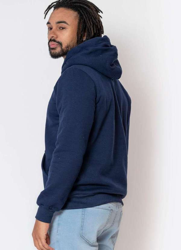 Polo Wear Blusa Moletom Masculina Pelo Capuz Polo Wear Azul Escuro Azul  Escuro