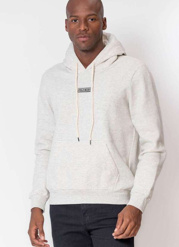 Blusa Moletom Masculina Pelo Capuz Polo Wear Cinza Claro Cinza