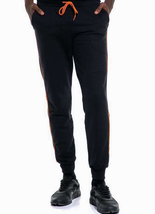Polo Wear - Calça Masculina Moletom Bolso Lateral Polo Wear Preto Preto