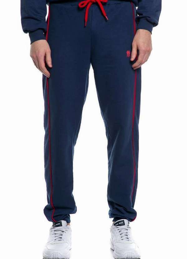 Polo Wear - Calça Masculina Moletom Listra Lateral Polo Wear Azul Escuro Azul Escuro