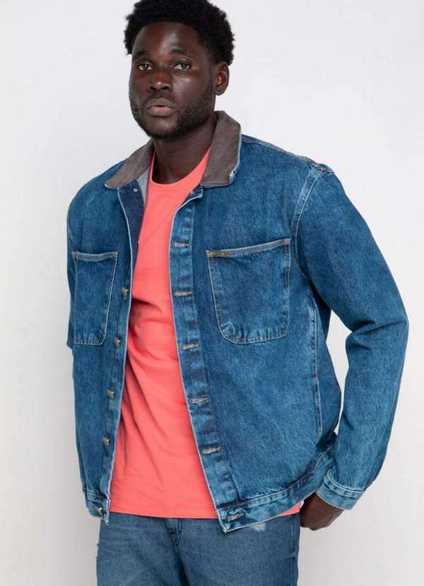 Polo Wear - Jaqueta Masculina Jeans Gola Velvet Polo Wear Jeans Médio Jeans Médio
