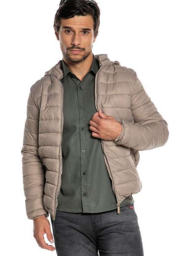 Polo Wear - Jaqueta Masculina Nylon com Capuz Polo Wear Bege Médio Bege Médio