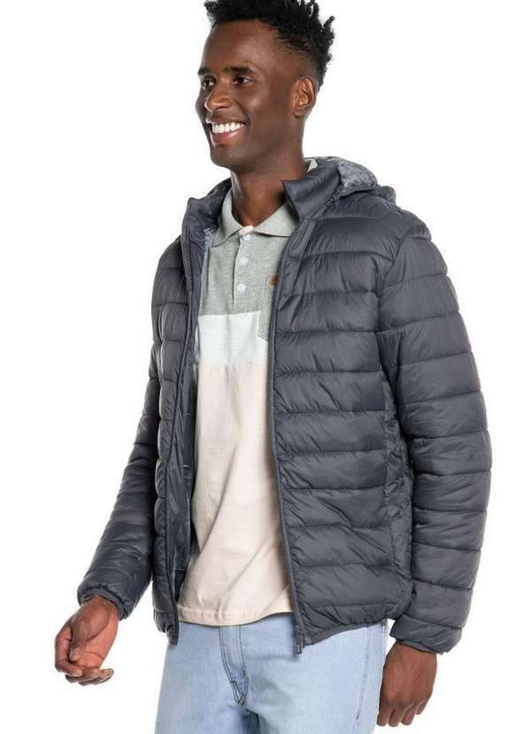 Polo Wear - Jaqueta Masculina Nylon com Capuz Polo Wear Cinza Médio Cinza Médio