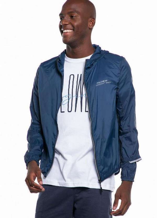 Polo Wear - Jaqueta Masculina Nylon Corta Vento Polo Wear Azul Escuro Azul Escuro
