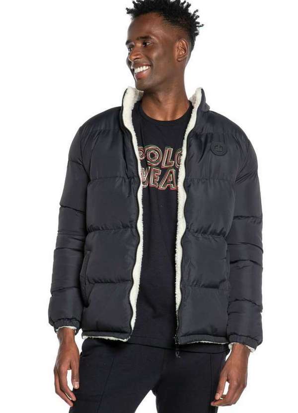 Polo Wear Jaqueta Masculina Nylon Dupla Face Polo Wear Preto Preto