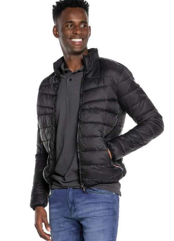 Polo Wear - Jaqueta Masculina Nylon Puffer Polo Wear Preto Preto