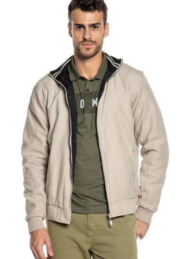 Polo Wear - Jaqueta Masculina Plano Suede Polo Wear Bege Médio Bege Médio