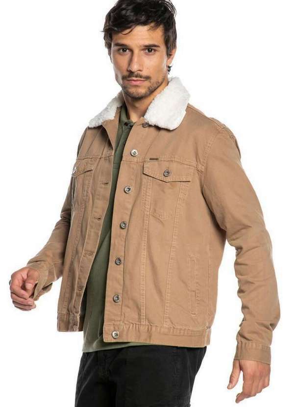 Polo Wear - Jaqueta Masculina Sarja Gola Pelo Polo Wear Bege Bege