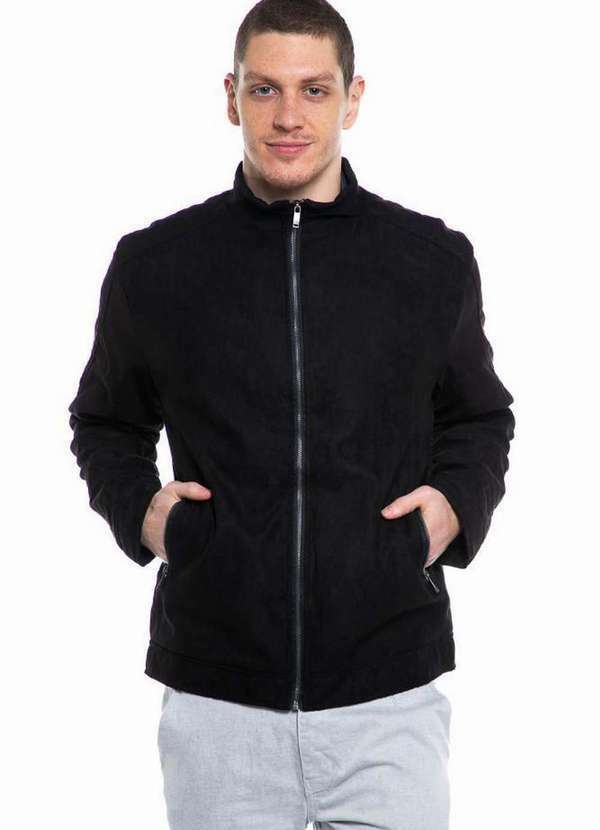 Polo Wear - Jaqueta Masculina Suede Casual Polo Wear Preto Preto